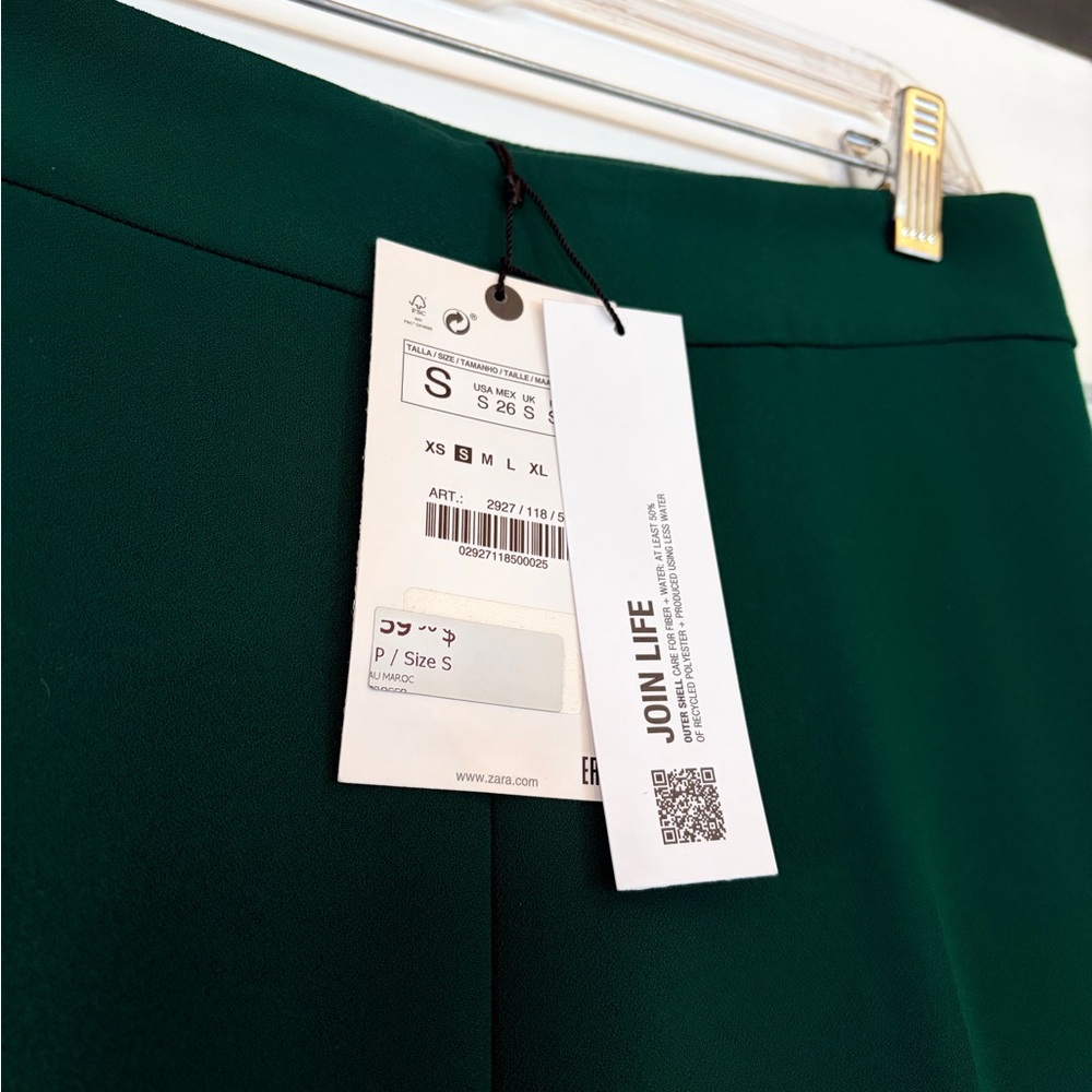 Zara Women's Dark Green Wide Leg Pants - Picture 5 of 8